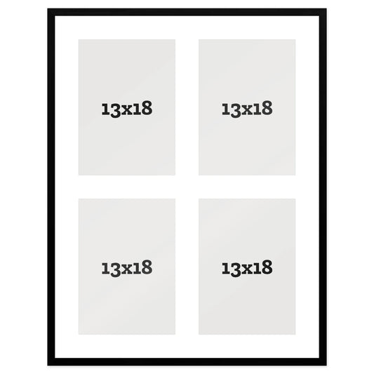 Passepartout multifoto Griglia 4 foto 13x18 Nero, passepartout Bianco | FRKC0179