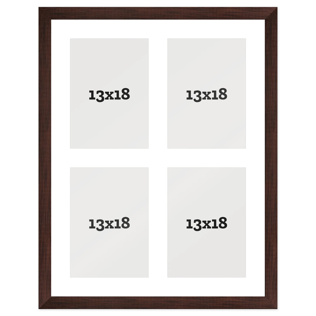 Passepartout multifoto Griglia 4 foto 13x18 Marrone Noce, passepartout Bianco | FRKC0180