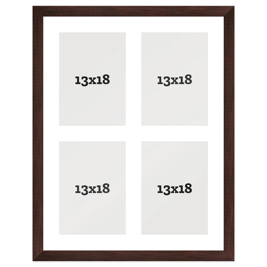 Passepartout multifoto Griglia 4 foto 13x18 Marrone Noce, passepartout Bianco | FRKC0180