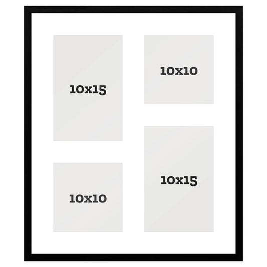Passepartout multifoto Sfalsata 4 foto 10x10 10x15 Nero, passepartout Bianco | FRKC0182
