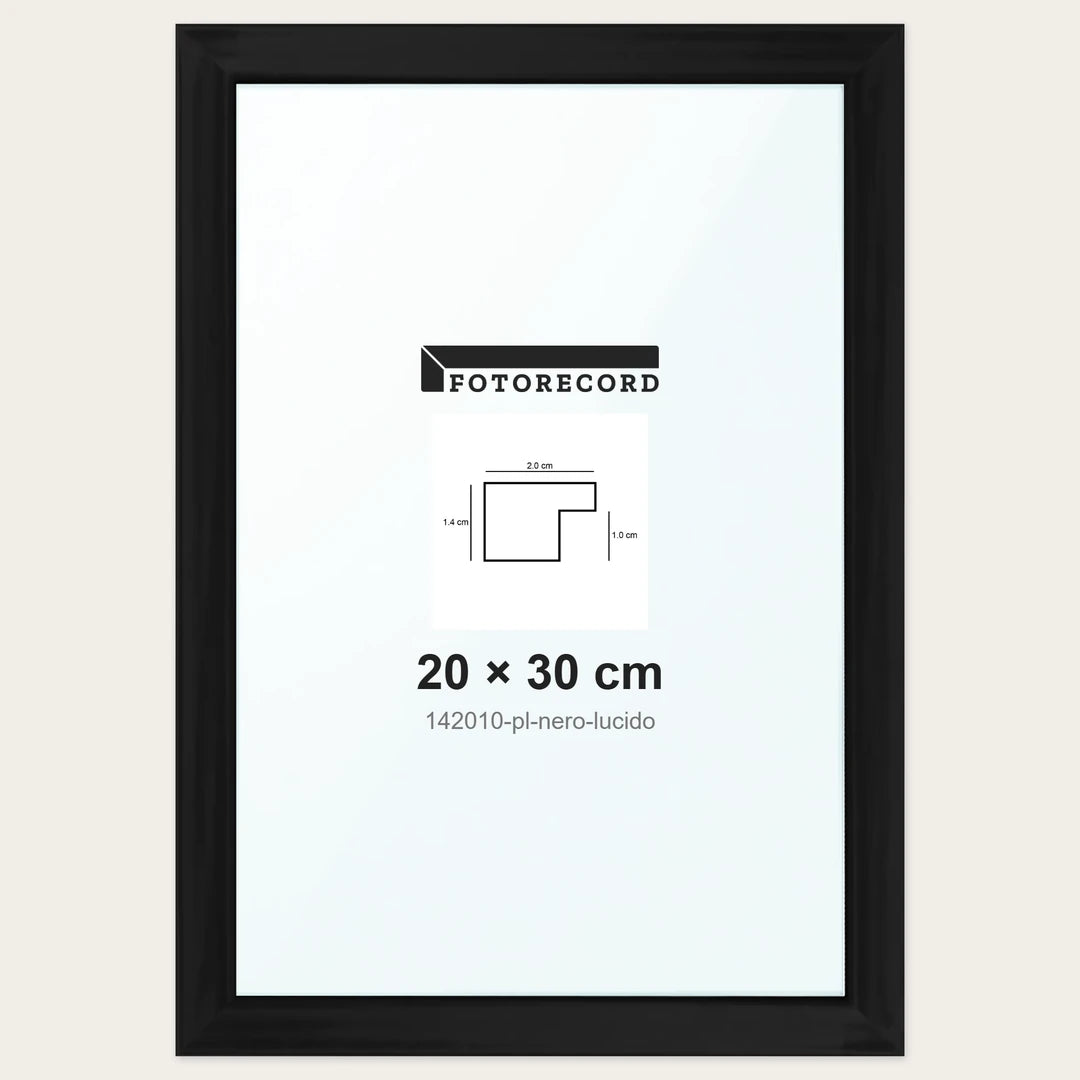 Cornice su misura 20x30 cm — Nero Lucida | 142010-pl-nero-lucido