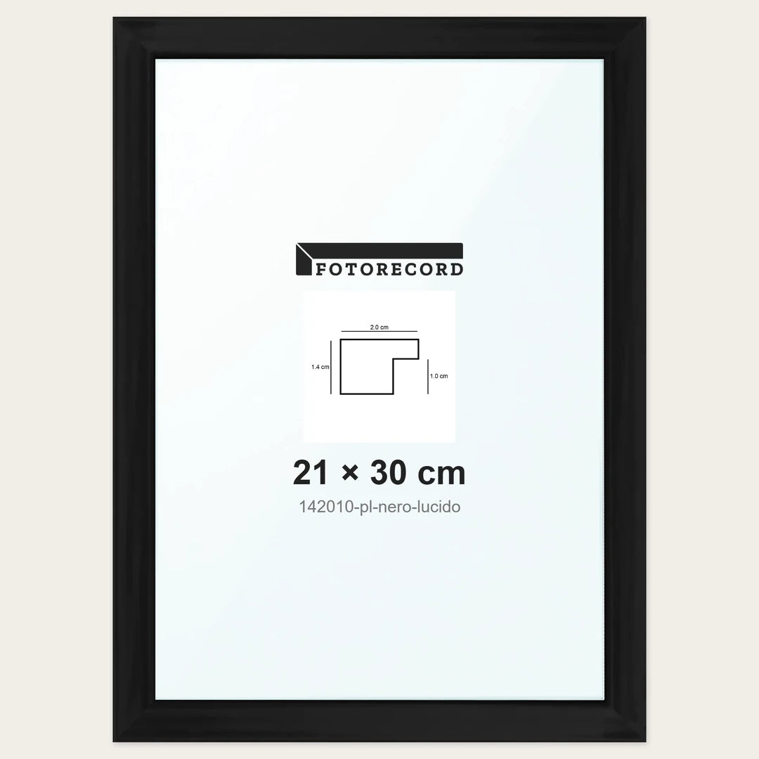 Cornice su misura 21x30 cm — Nero Lucida | 142010-pl-nero-lucido
