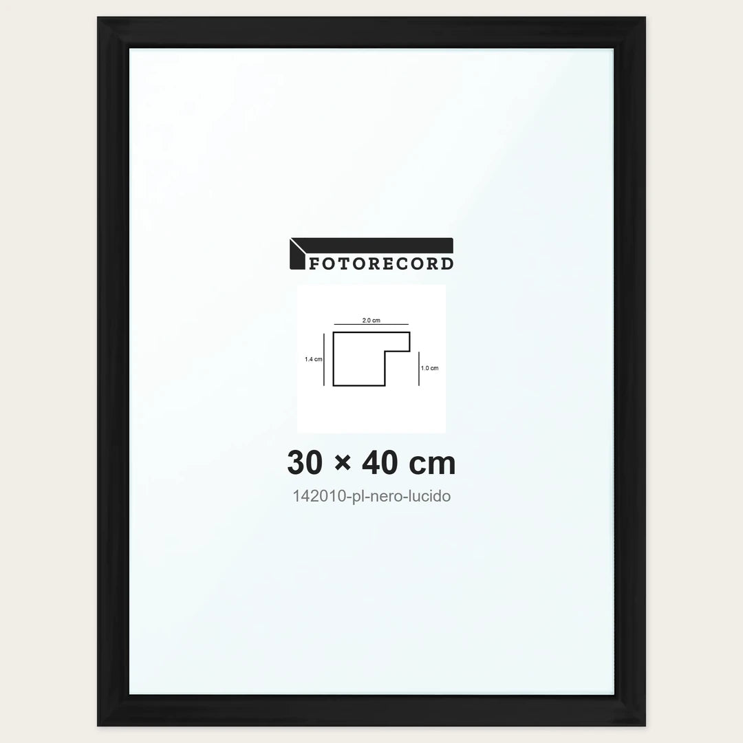 Cornice su misura 30x40 cm — Nero Lucida | 142010-pl-nero-lucido