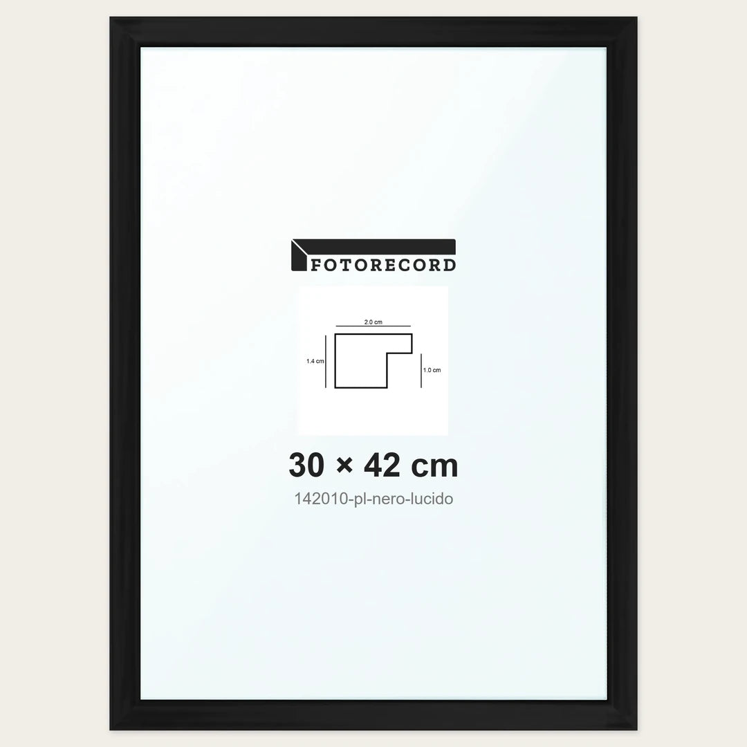 Cornice su misura 30x42 cm — Nero Lucida | 142010-pl-nero-lucido