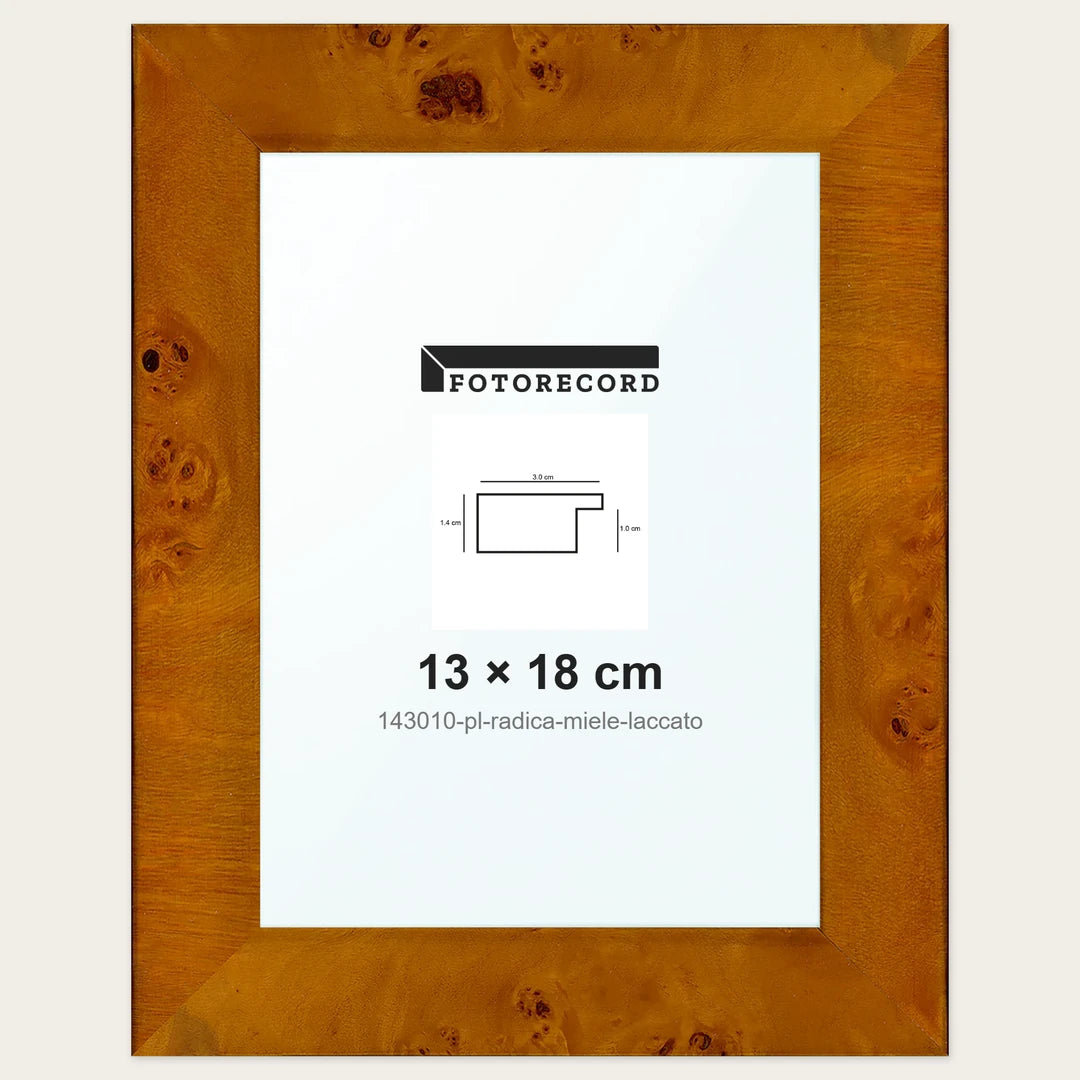 Cornice su misura 13x18 cm — Marrone Lucida | 143010-pl-radica-miele-laccato