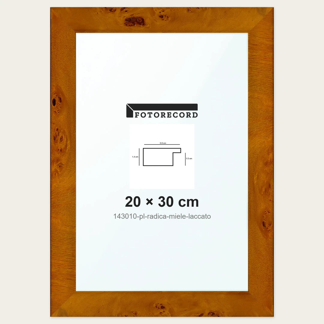 Cornice su misura 20x30 cm — Marrone Lucida | 143010-pl-radica-miele-laccato