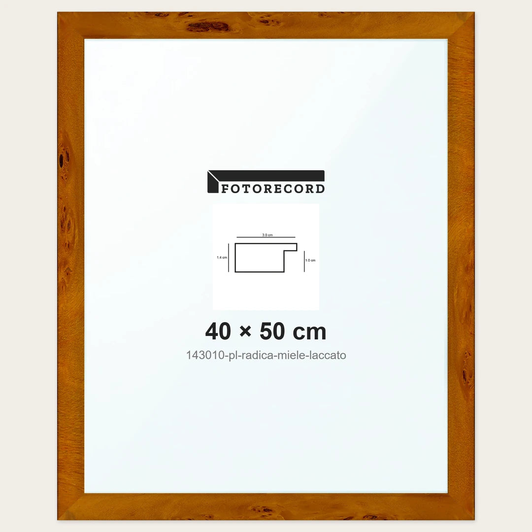 Cornice su misura 40x50 cm — Marrone Lucida | 143010-pl-radica-miele-laccato