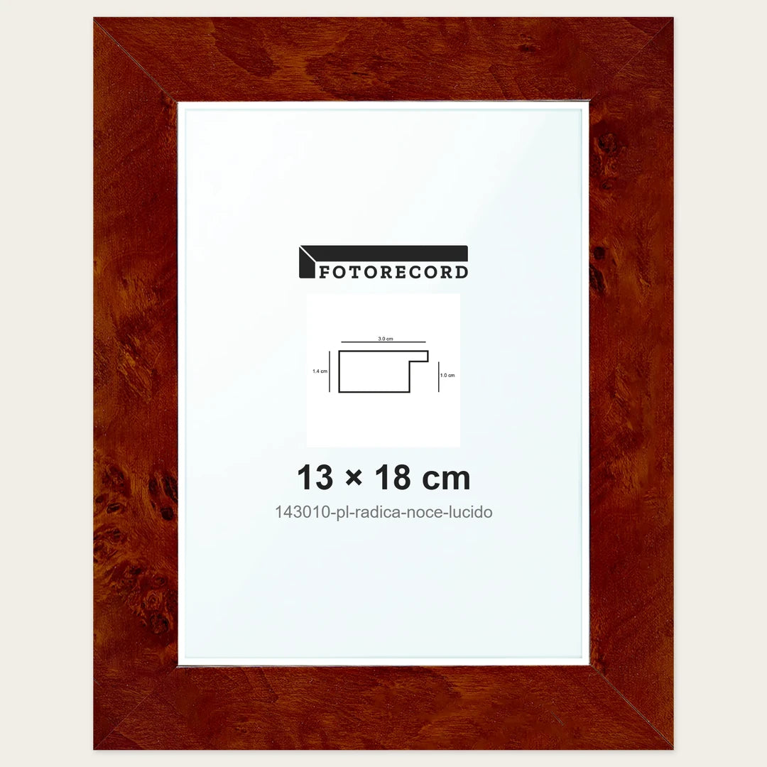 Cornice su misura 13x18 cm — Marrone Lucida | 143010-pl-radica-noce-lucido