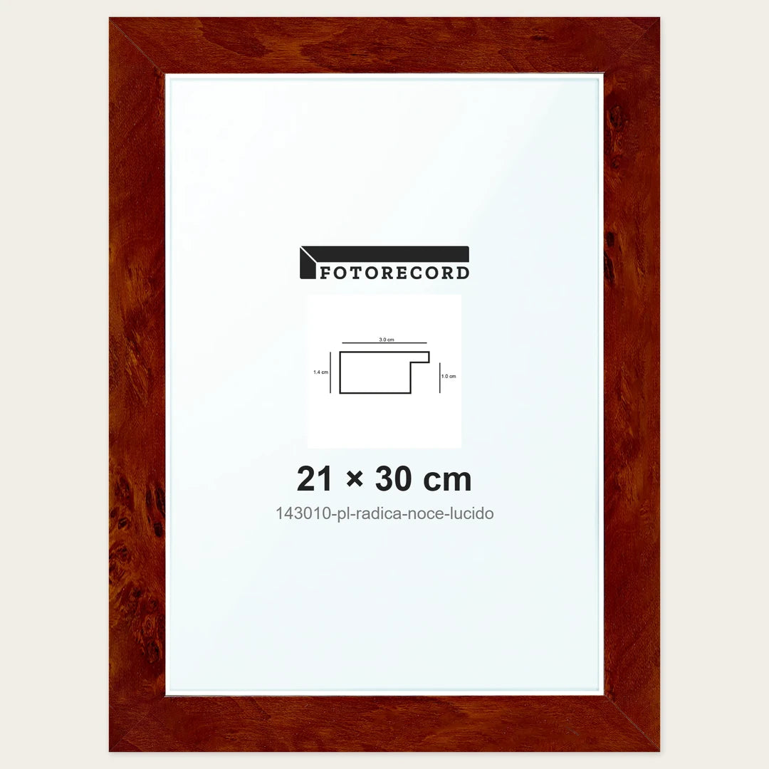 Cornice su misura 21x30 cm — Marrone Lucida | 143010-pl-radica-noce-lucido