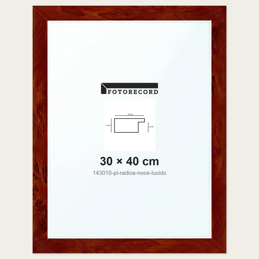 Cornice su misura 30x40 cm — Marrone Lucida | 143010-pl-radica-noce-lucido