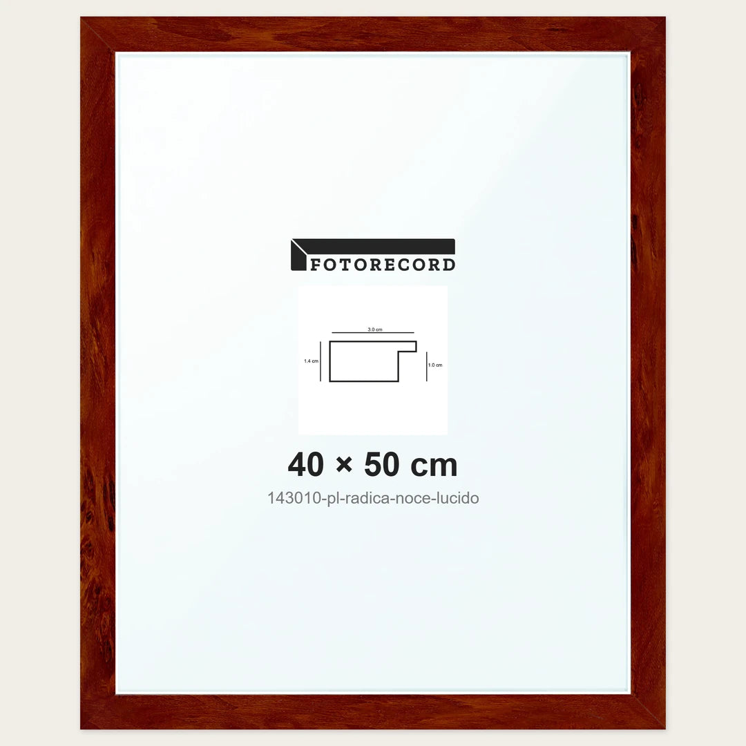 Cornice su misura 40x50 cm — Marrone Lucida | 143010-pl-radica-noce-lucido