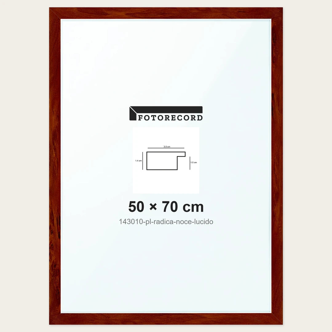 Cornice su misura 50x70 cm — Marrone Lucida | 143010-pl-radica-noce-lucido