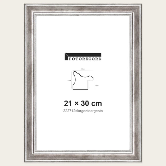 Cornice su misura 21x30 cm — Argento Lucida | 222712slargentoargento