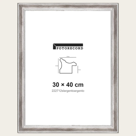 Kit Cornice Completa 30x40 cm — Argento Lucido | 222712slargentoargento