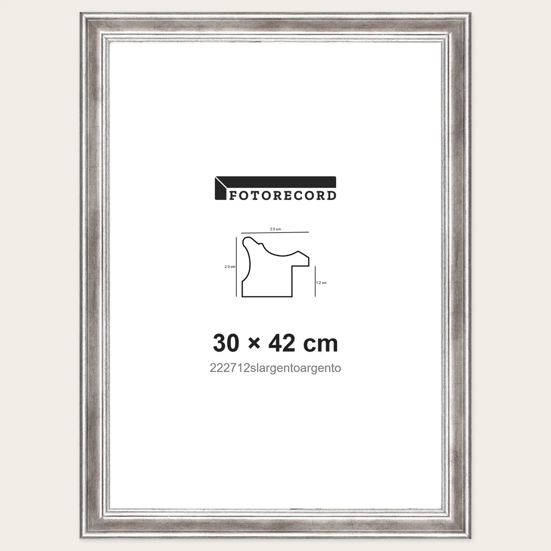 Kit Cornice Completa 30x42 cm — Argento Lucido | 222712slargentoargento