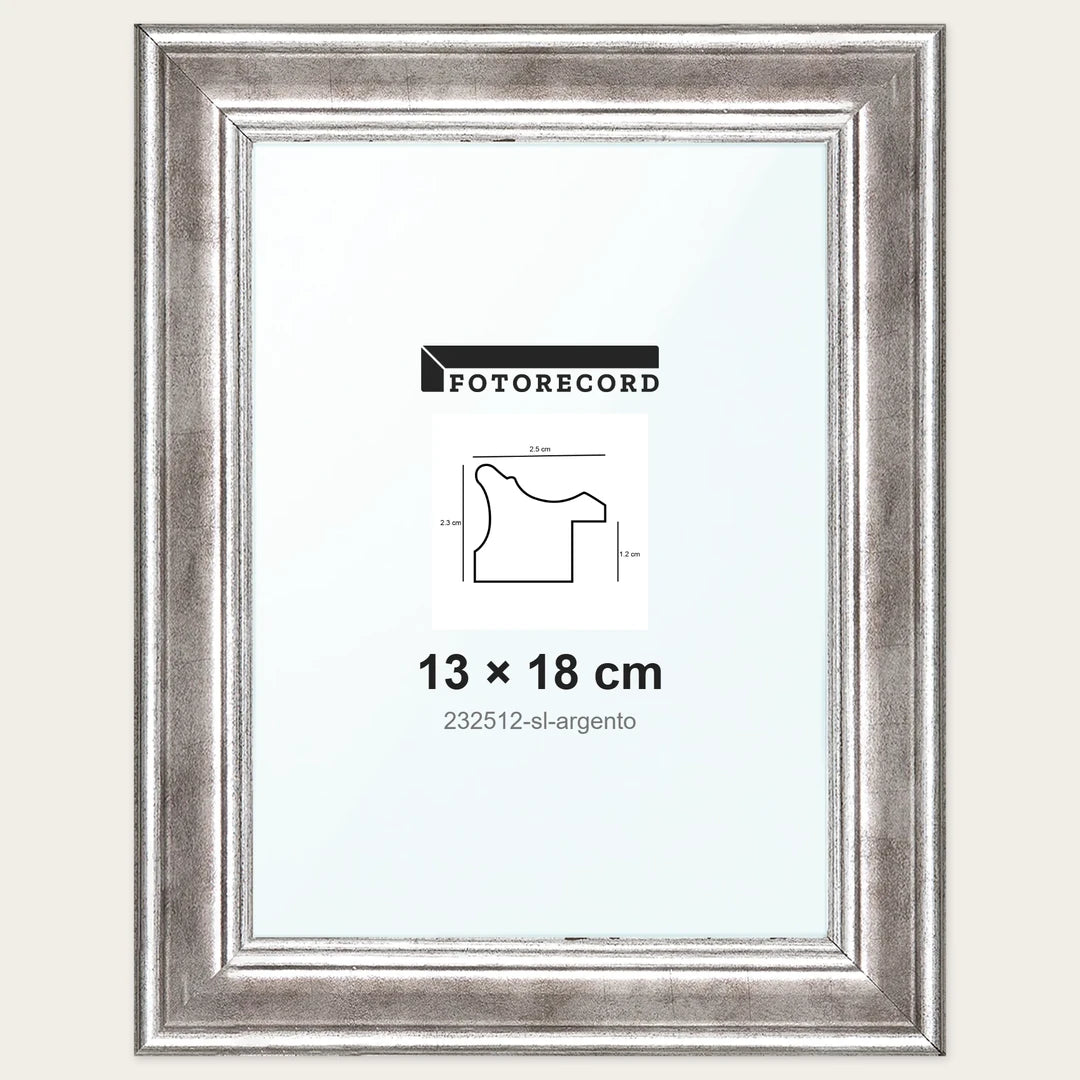 Cornice su misura 13x18 cm — Argento Lucida | 232512-sl-argento