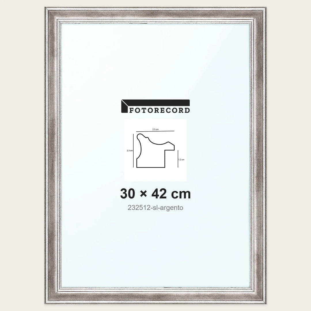 Cornice su misura 30x42 cm — Argento Lucida | 232512-sl-argento