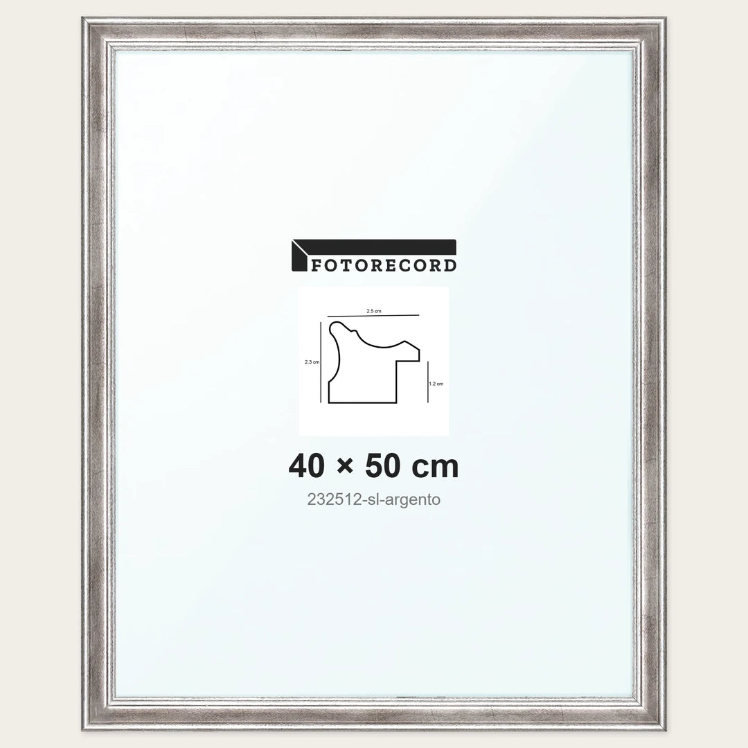 Cornice su misura 40x50 cm — Argento Lucida | 232512-sl-argento