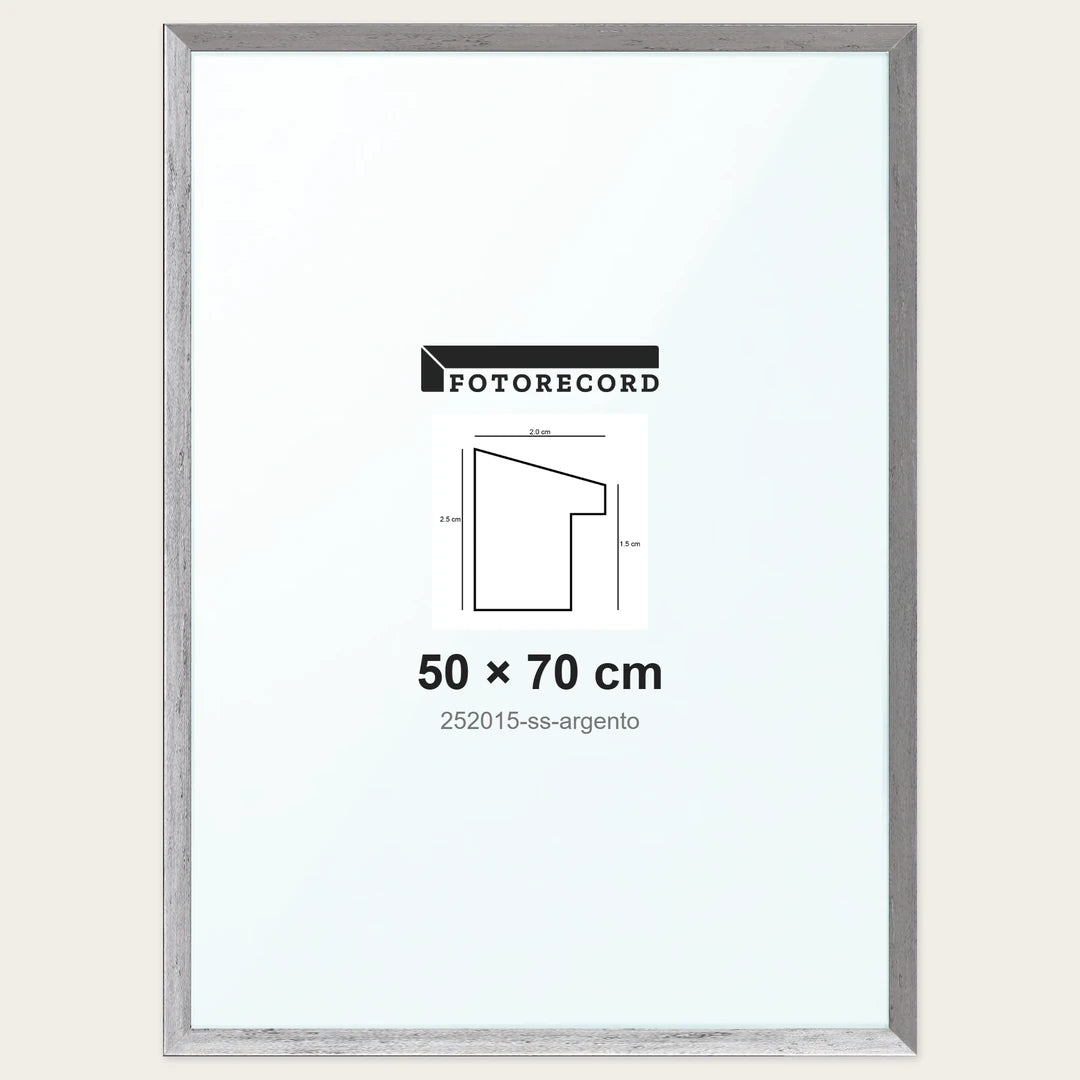 Cornice su misura 50x70 cm — Argento Satinata | 252015-ss-argento