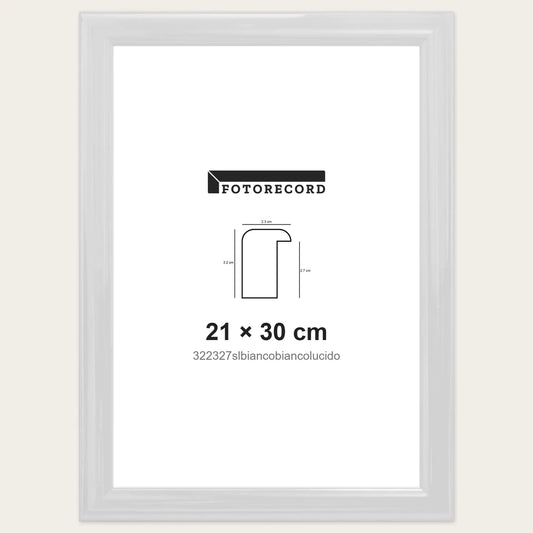 Cornice su misura 21x30 cm — Bianco Lucida | 322327slbiancobiancolucido