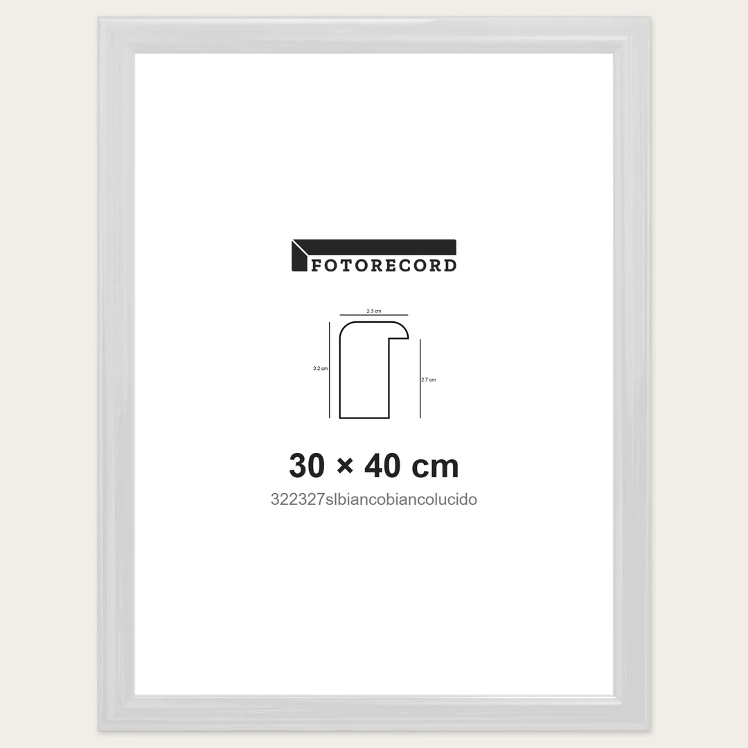 Kit Cornice Completa 30x40 cm — Bianco Lucido | 322327slbiancobiancolucido