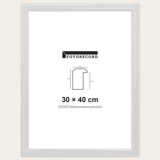Cornice su misura 30x40 cm — Bianco Lucida | 322327slbiancobiancolucido