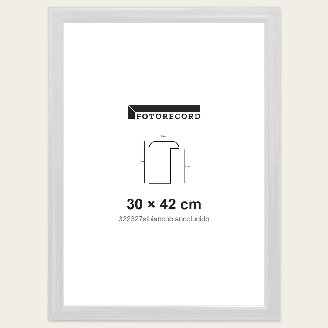 Kit Cornice Completa 30x42 cm — Bianco Lucido | 322327slbiancobiancolucido