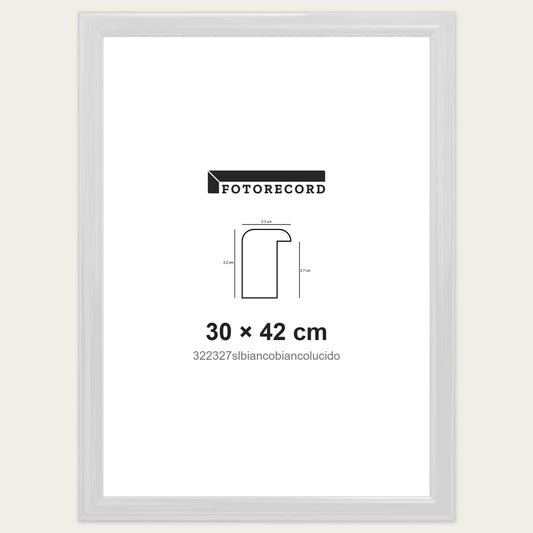 Cornice su misura 30x42 cm — Bianco Lucida | 322327slbiancobiancolucido