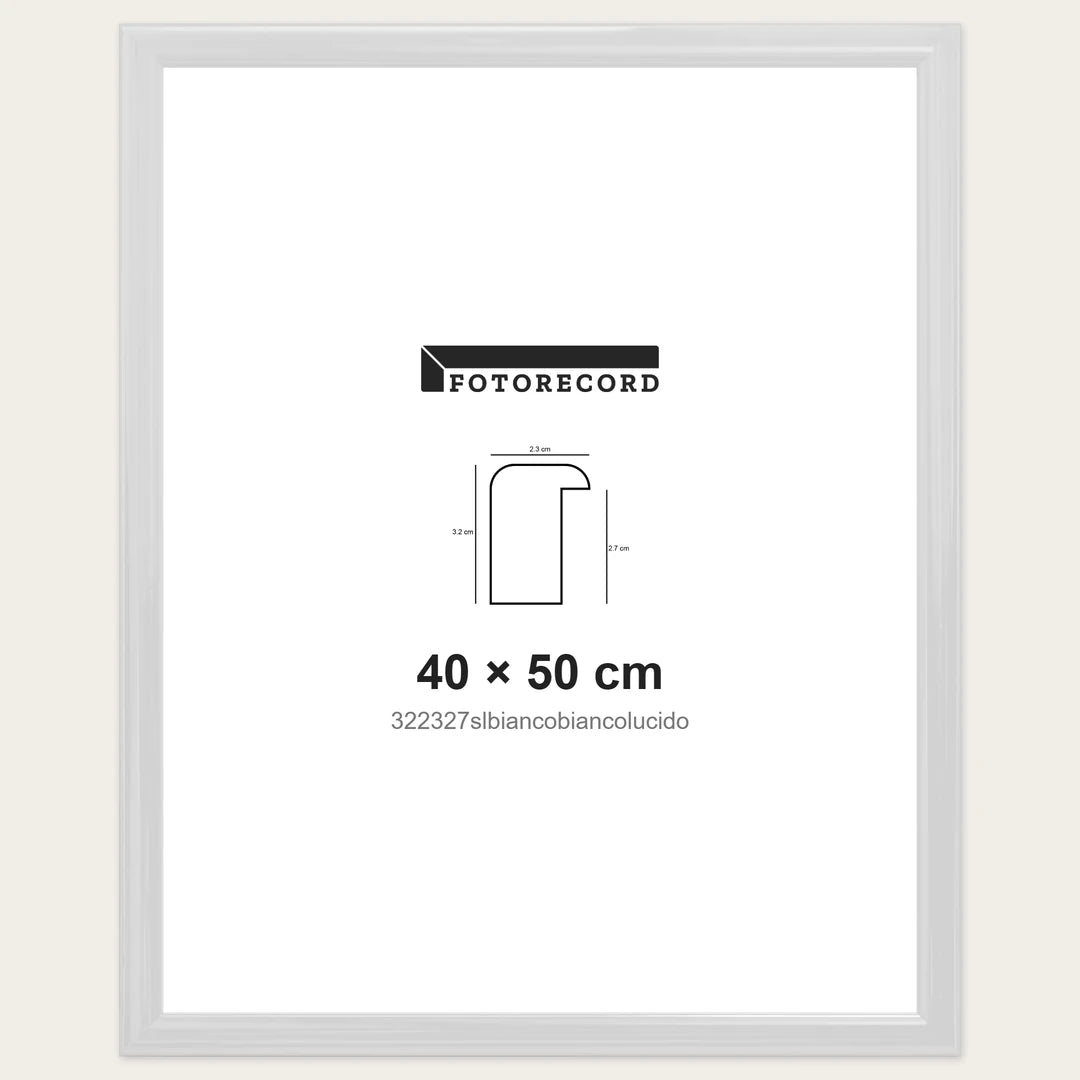 Kit Cornice Completa 40x50 cm — Bianco Lucido | 322327slbiancobiancolucido