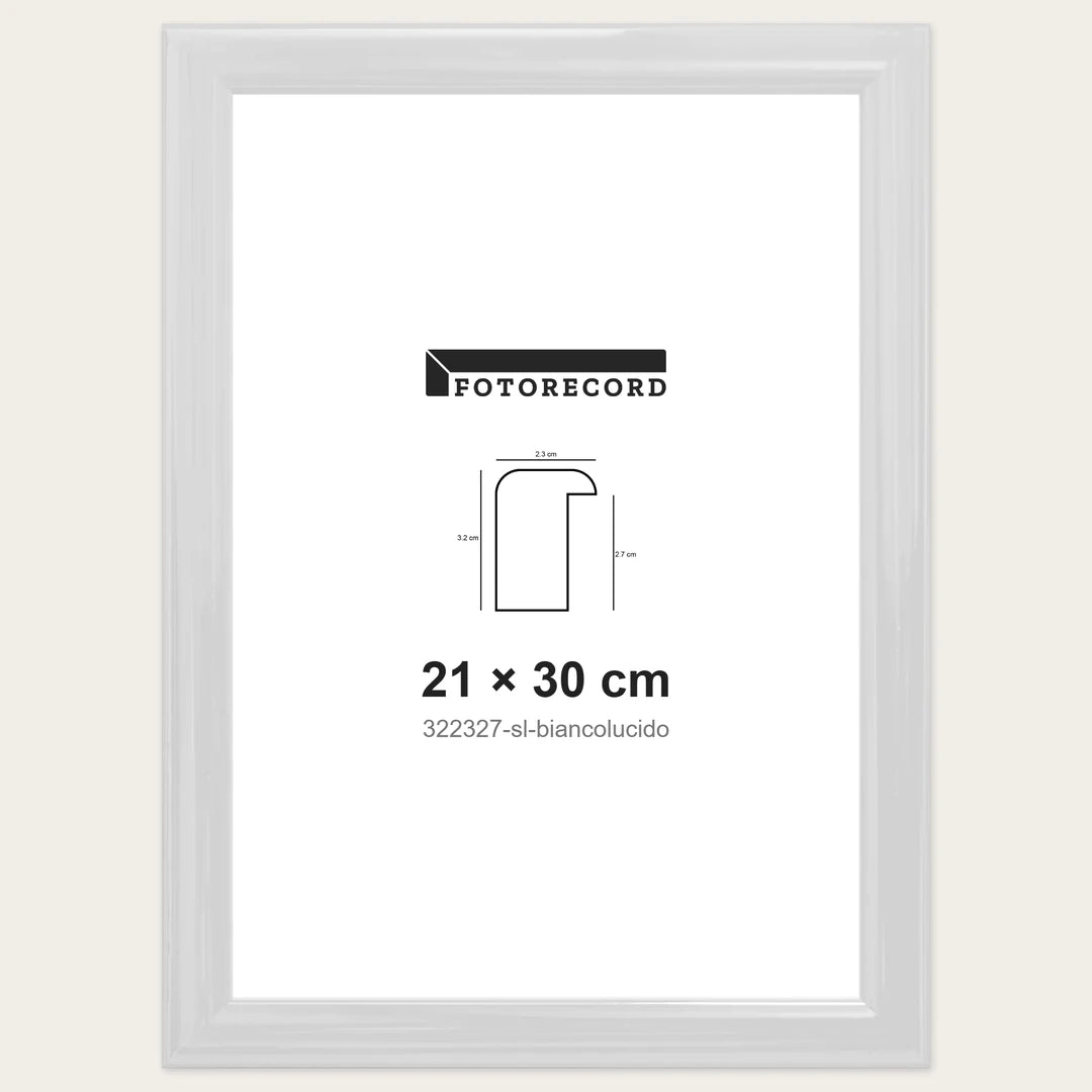 Cornice su misura 21x30 cm — Bianco Lucida | 322327-sl-biancolucido