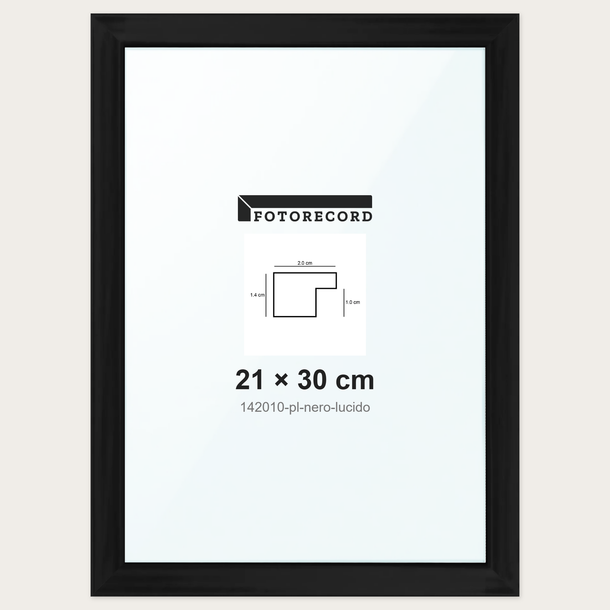 Cornice su misura 21x30 cm -- Nero Lucida | 142010-pl-nero-lucido