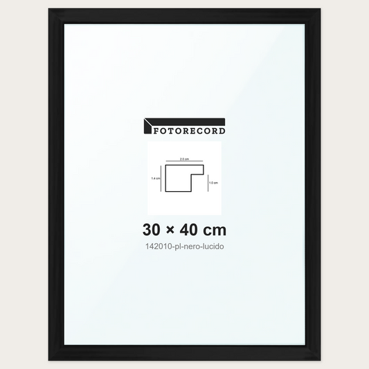 Cornice su misura 30x40 cm -- Nero Lucida | 142010-pl-nero-lucido