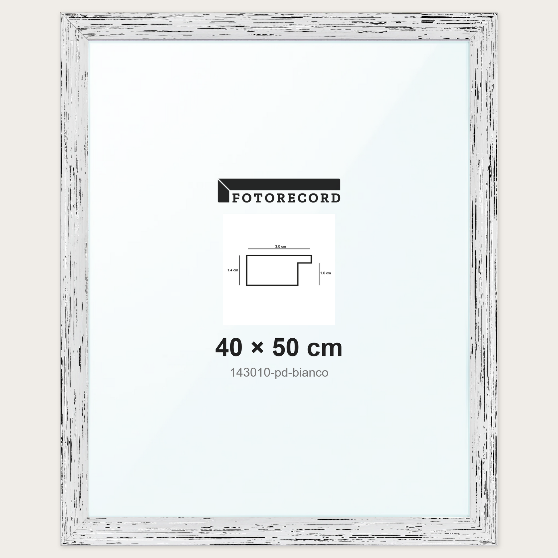 Cornice su misura 40x50 cm -- Bianco Decape | 143010-pd-bianco