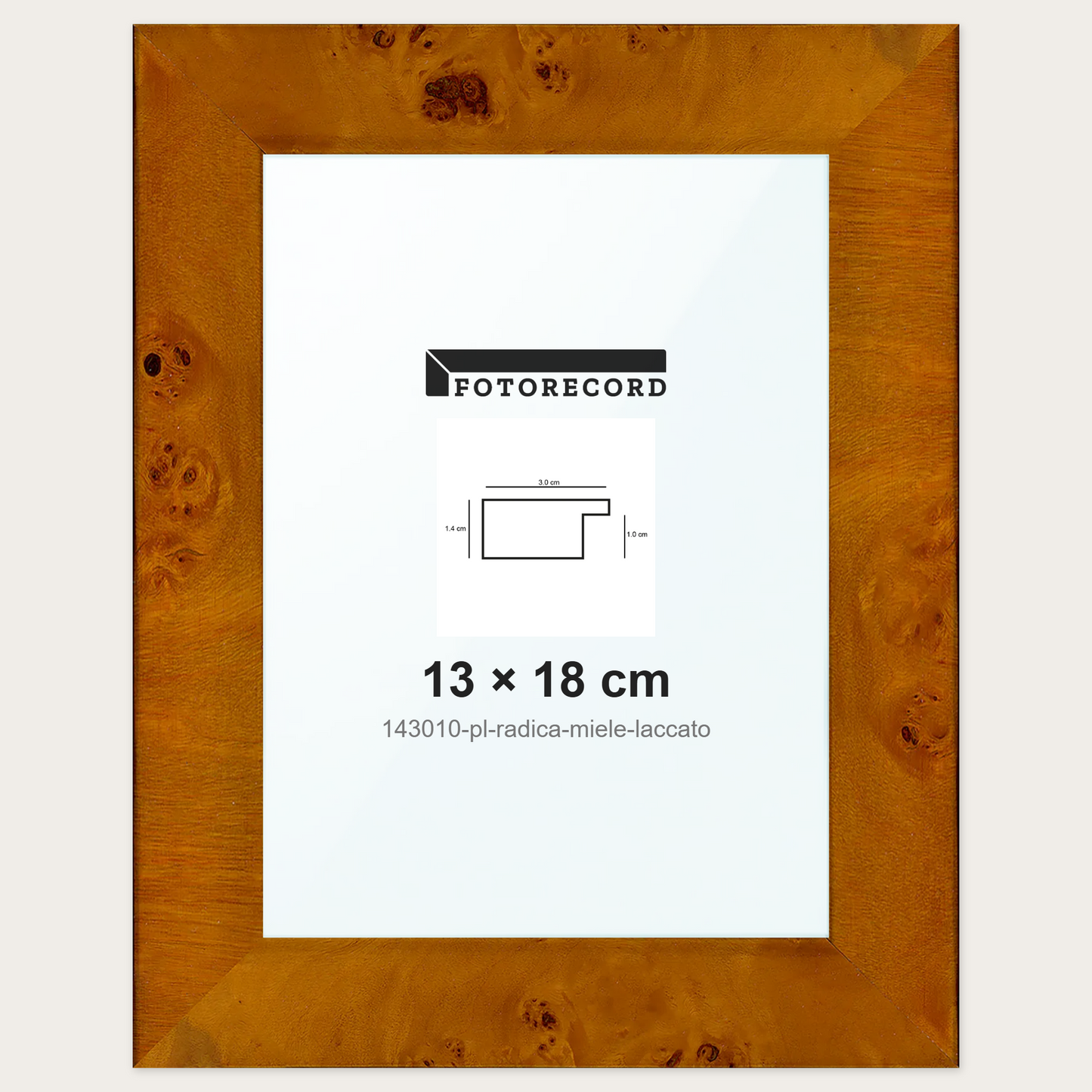 Cornice su misura 13x18 cm -- Marrone Lucida | 143010-pl-radica-miele-laccato