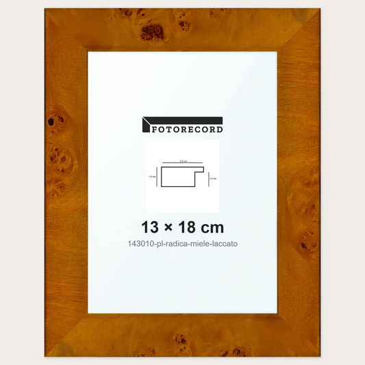 Cornice su misura 13x18 cm -- Marrone Lucida | 143010-pl-radica-miele-laccato