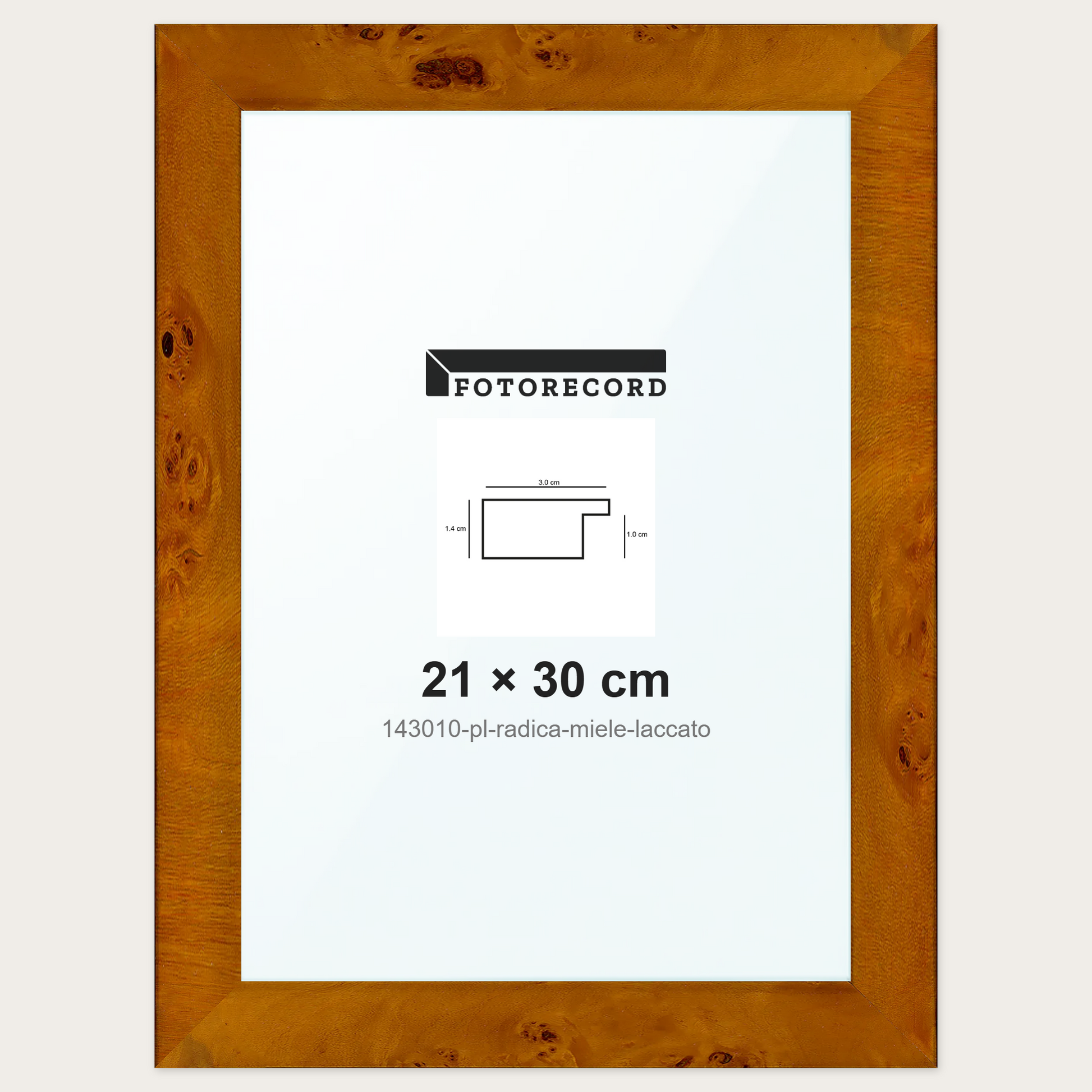 Cornice su misura 21x30 cm -- Marrone Lucida | 143010-pl-radica-miele-laccato