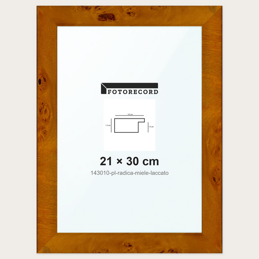 Cornice su misura 21x30 cm -- Marrone Lucida | 143010-pl-radica-miele-laccato