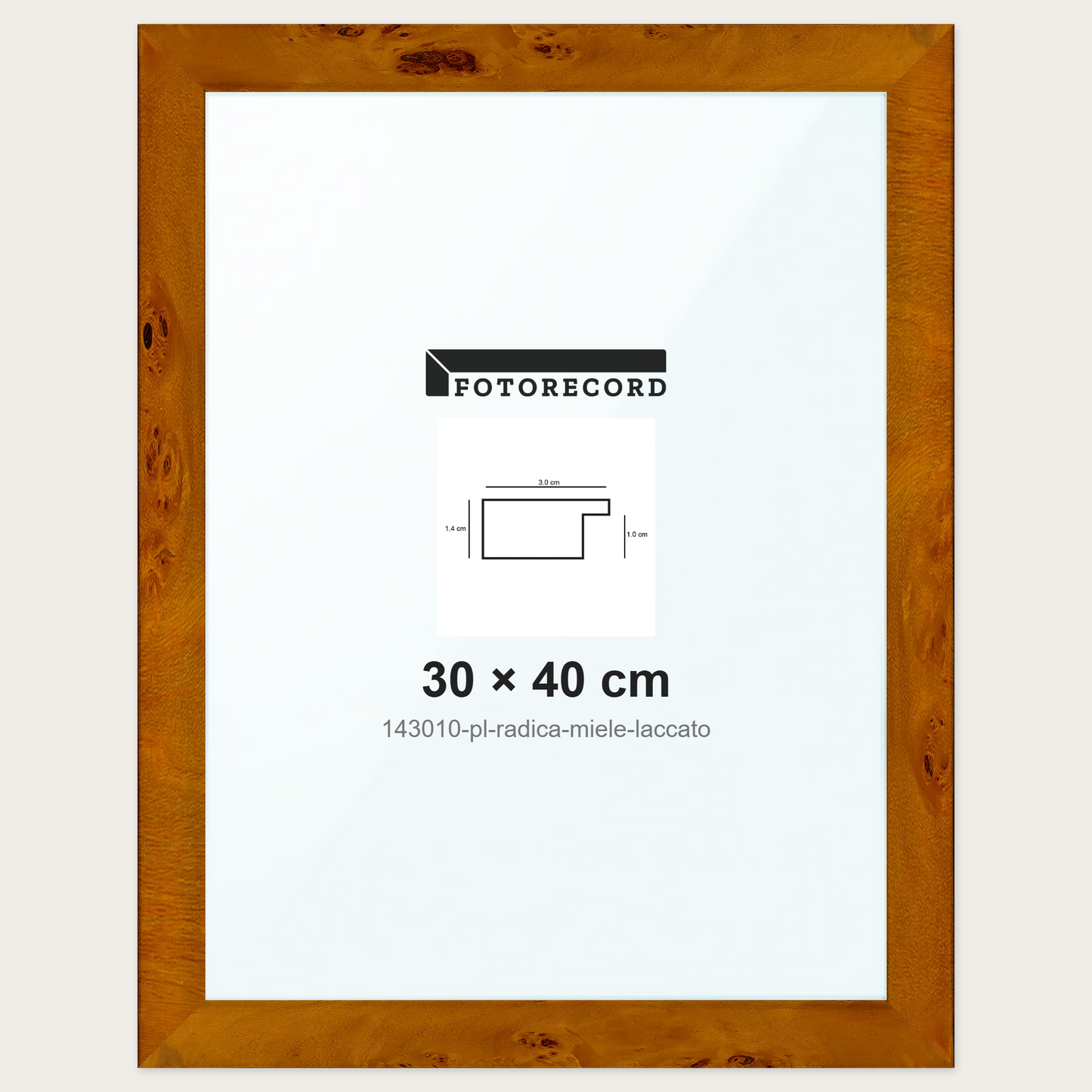 Cornice su misura 30x40 cm -- Marrone Lucida | 143010-pl-radica-miele-laccato