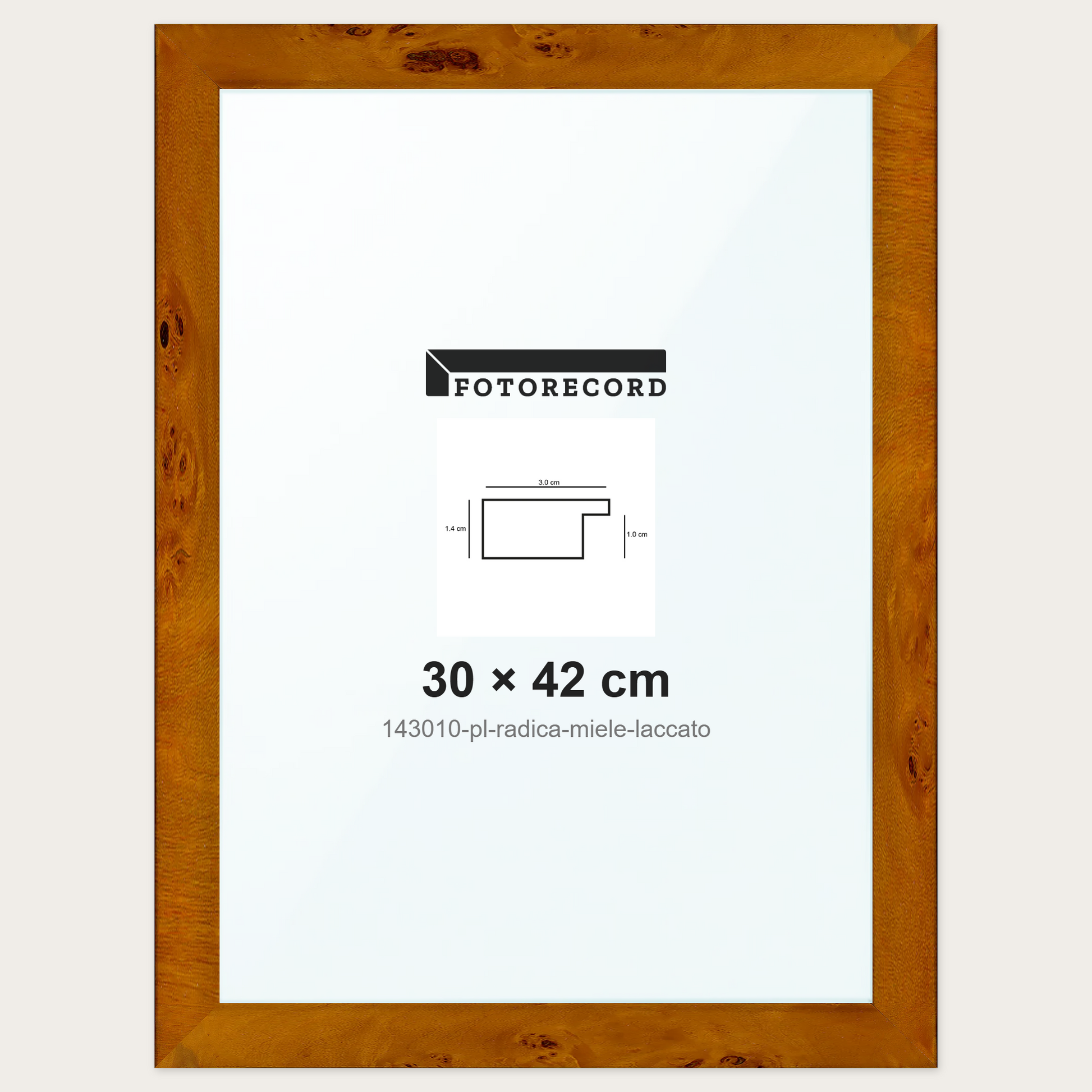 Cornice su misura 30x42 cm -- Marrone Lucida | 143010-pl-radica-miele-laccato