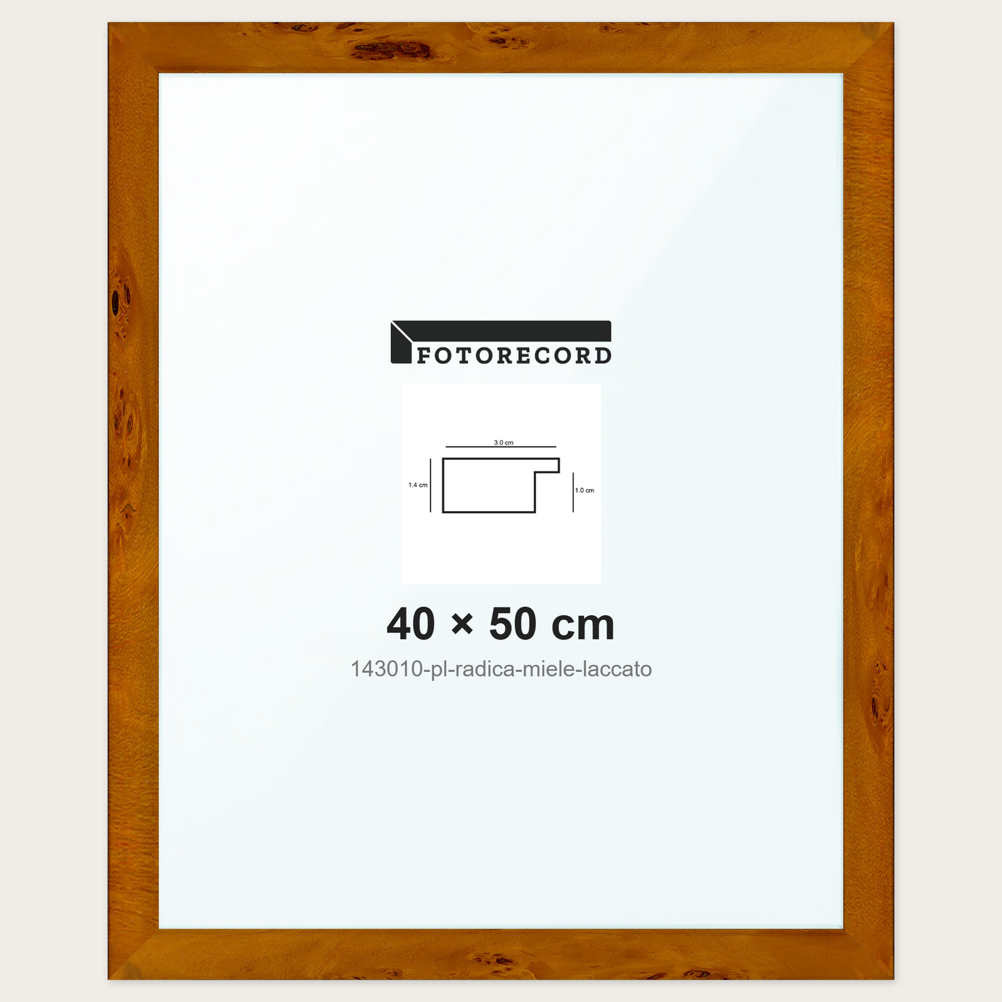 Cornice su misura 40x50 cm -- Marrone Lucida | 143010-pl-radica-miele-laccato