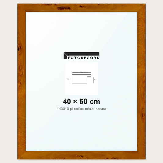 Cornice su misura 40x50 cm -- Marrone Lucida | 143010-pl-radica-miele-laccato