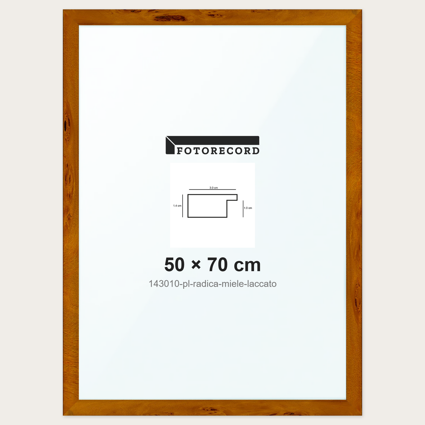 Cornice su misura 50x70 cm -- Marrone Lucida | 143010-pl-radica-miele-laccato
