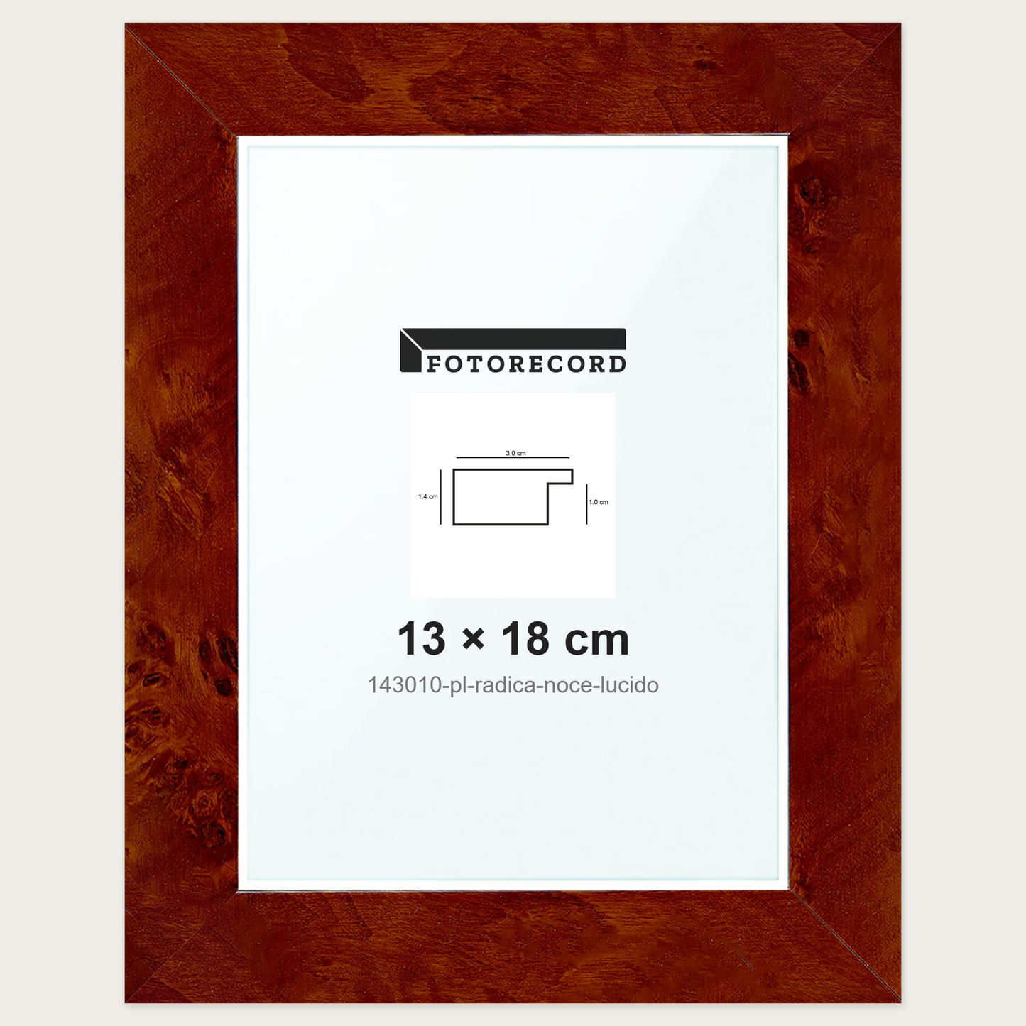 Cornice su misura 13x18 cm -- Marrone Lucida | 143010-pl-radica-noce-lucido