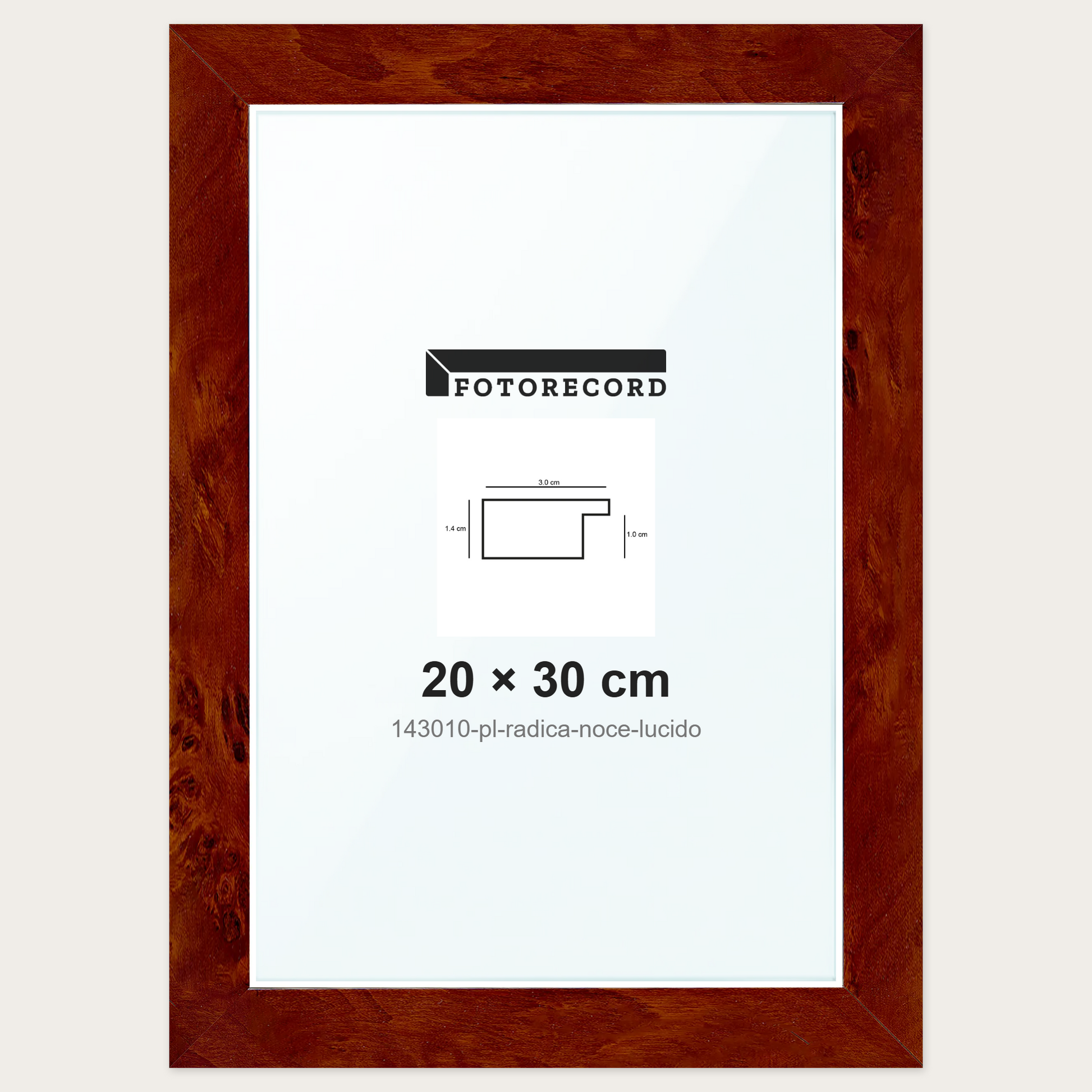 Cornice su misura 20x30 cm -- Marrone Lucida | 143010-pl-radica-noce-lucido