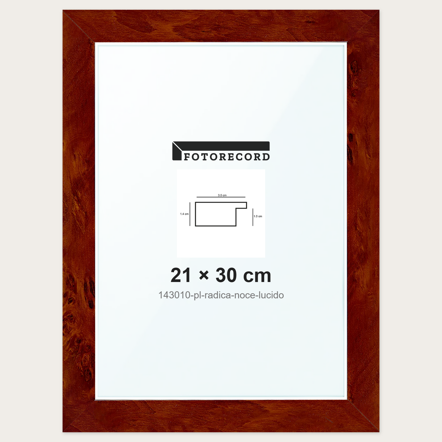 Cornice su misura 21x30 cm -- Marrone Lucida | 143010-pl-radica-noce-lucido