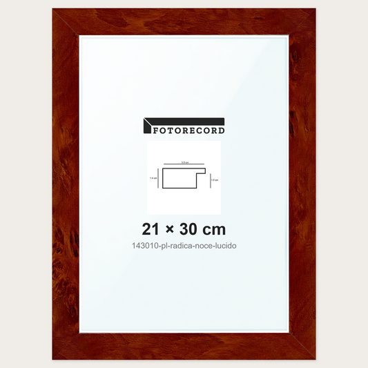 Cornice su misura 21x30 cm -- Marrone Lucida | 143010-pl-radica-noce-lucido