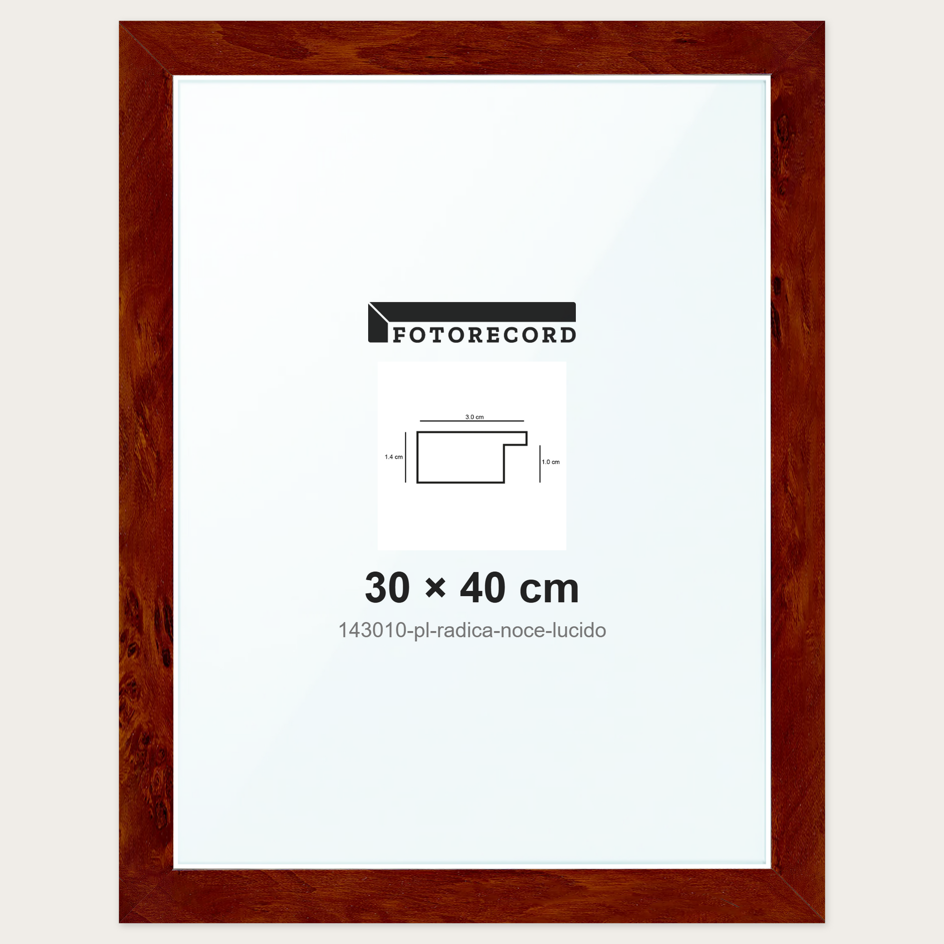 Cornice su misura 30x40 cm -- Marrone Lucida | 143010-pl-radica-noce-lucido