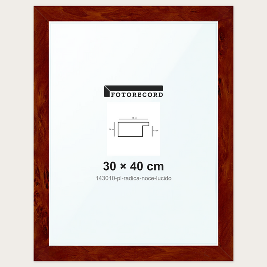 Cornice su misura 30x40 cm -- Marrone Lucida | 143010-pl-radica-noce-lucido