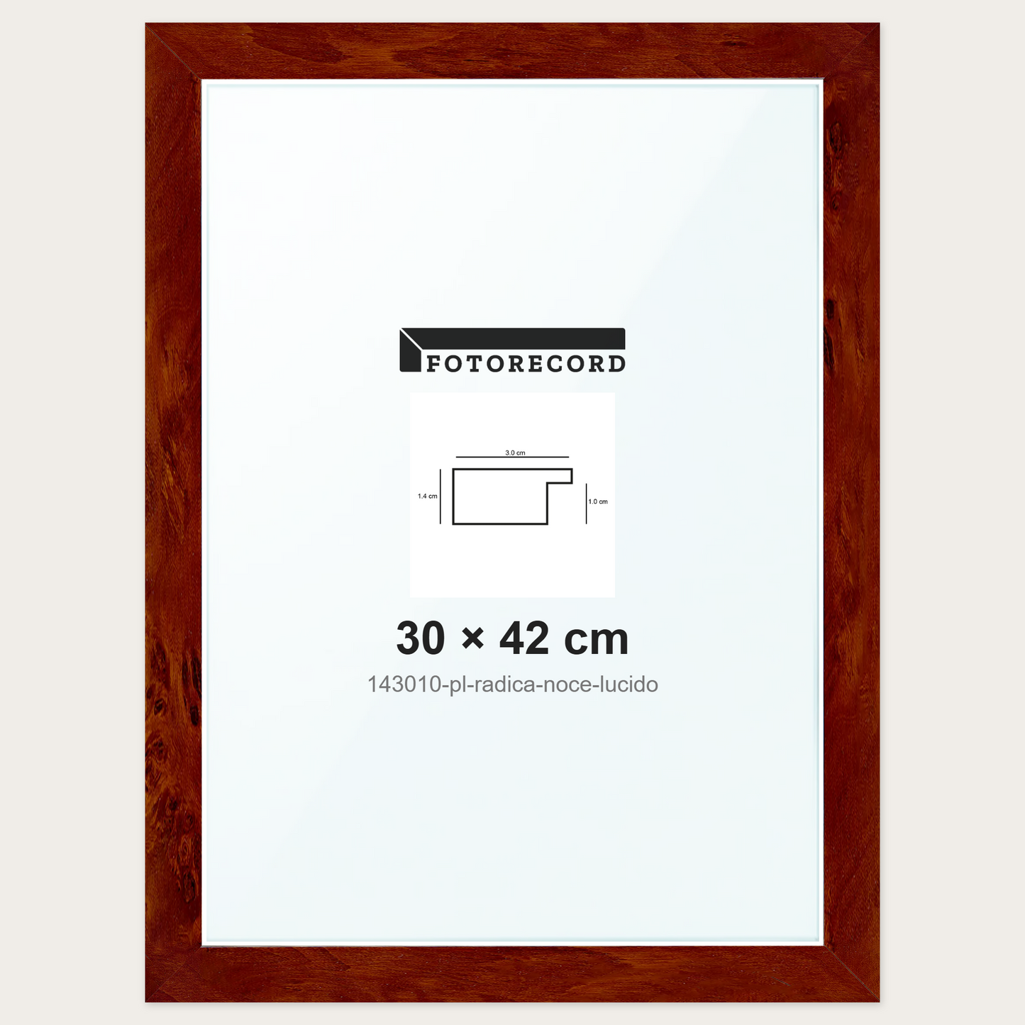 Cornice su misura 30x42 cm -- Marrone Lucida | 143010-pl-radica-noce-lucido