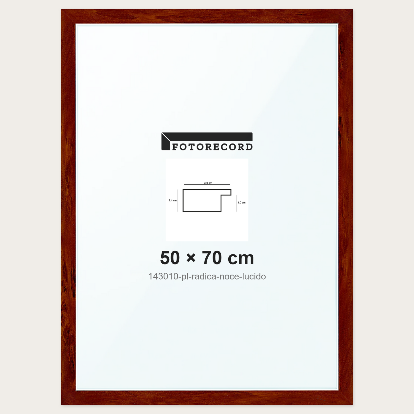 Cornice su misura 50x70 cm -- Marrone Lucida | 143010-pl-radica-noce-lucido